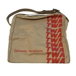 Vintage TWA Getaway Vacations Airline Messenger‎ Bag Retro Travel Shoulder